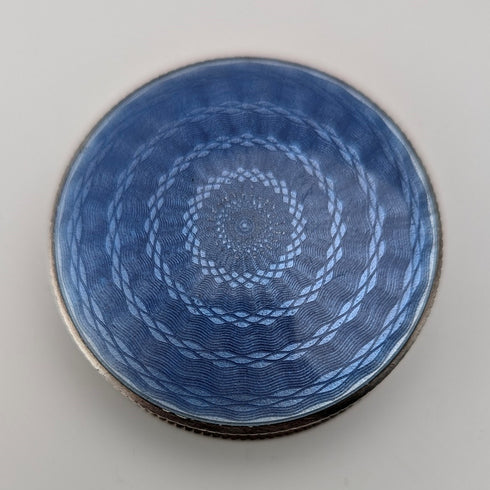 1942年 英国ヴィンテージ ブルーギロシェエナメル 純銀製 ピルケース Cohen&Charles